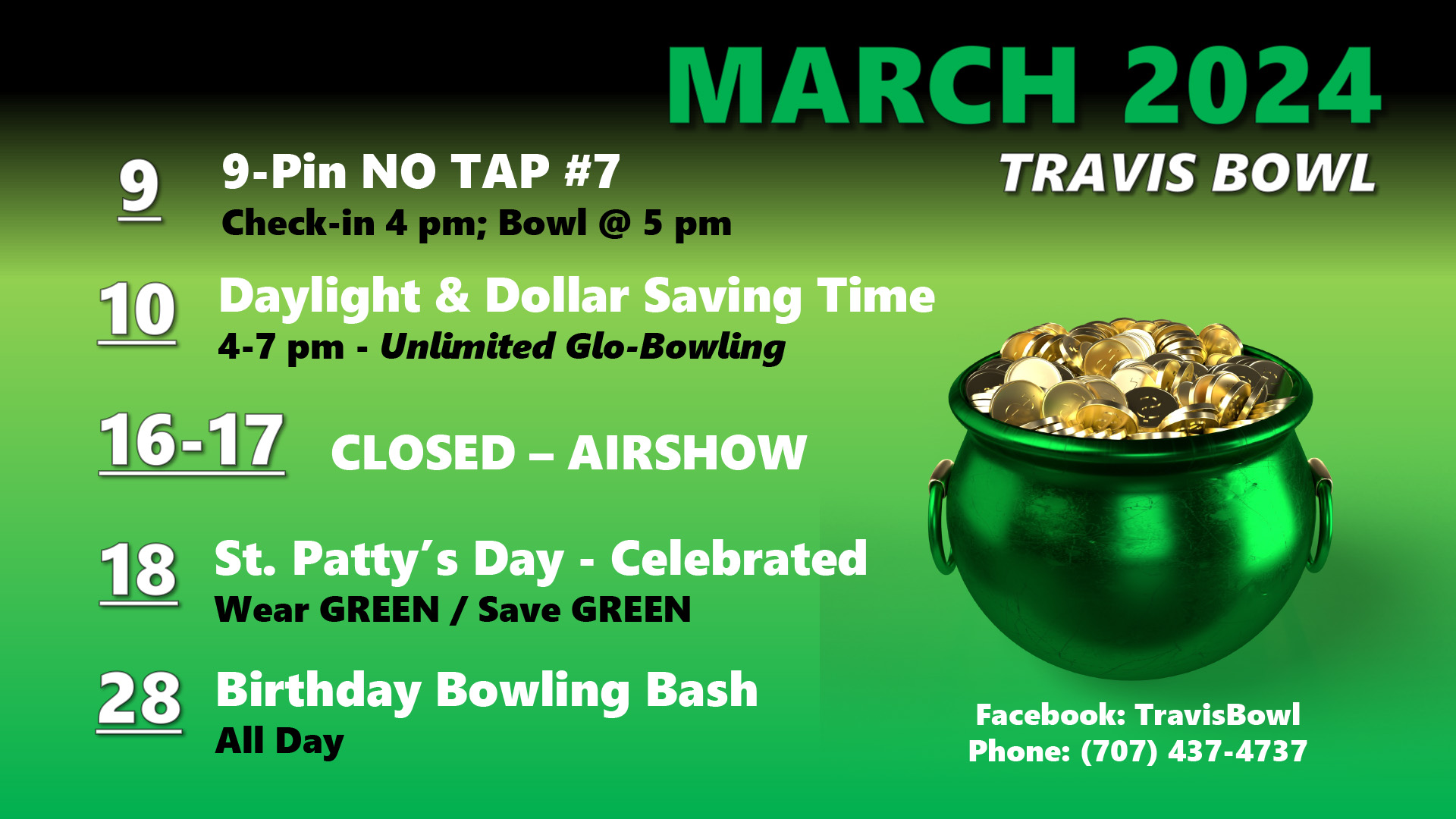 Travis Bowl March 2024 Calendar